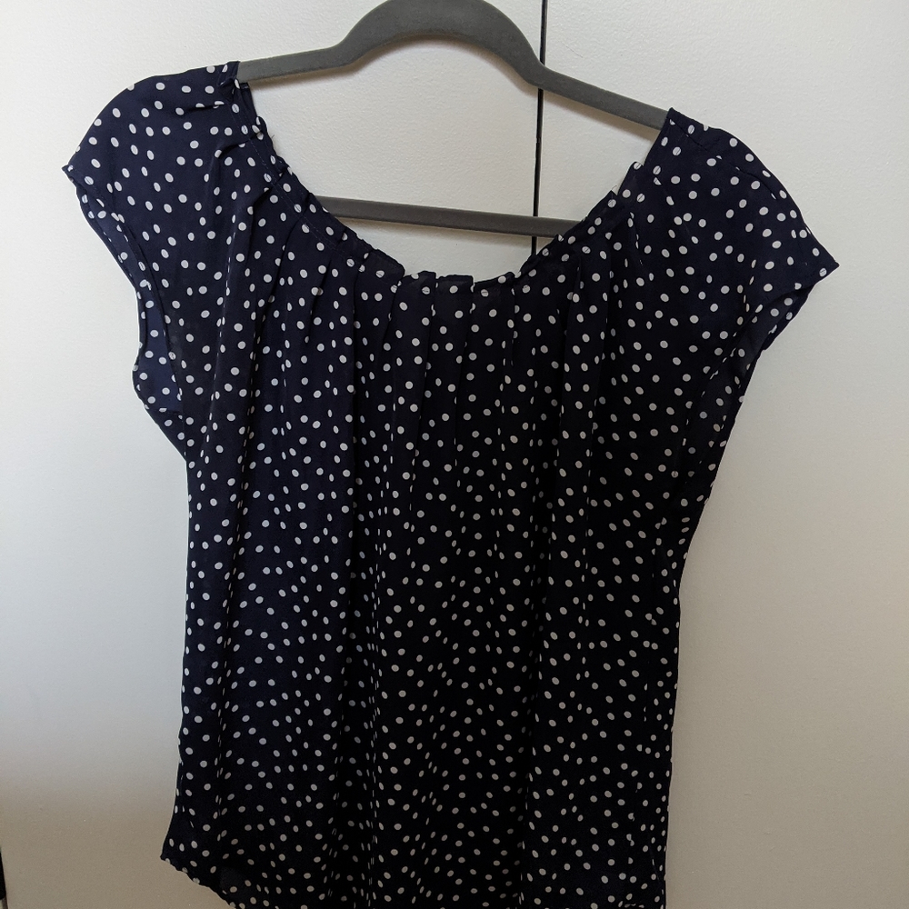 Spring top - Lauren Conrad Navy Blue dot top